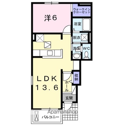 ガーデン・坂東[1LDK/46.06m2]の間取図