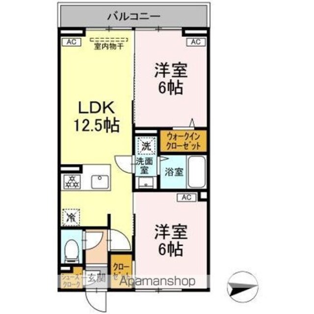 セレスティア東葛西ＩＶ[2LDK/52.5m2]の間取図