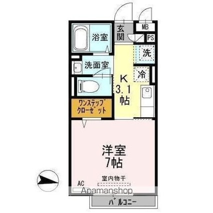 セジュール　パーク[1K/26.71m2]の間取図
