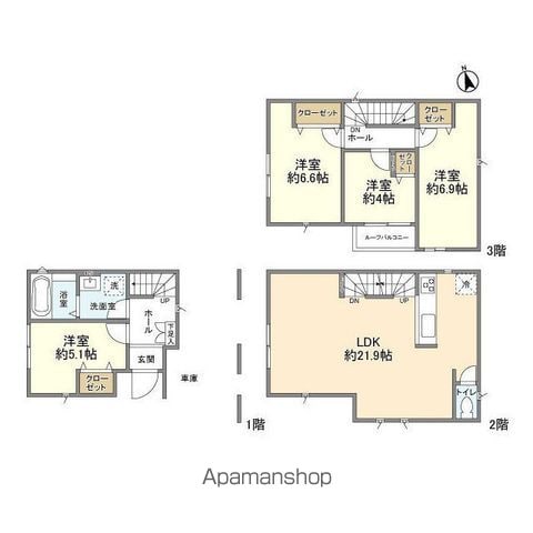 東京都荒川線 小台駅 徒歩17分 3階建 築3年の間取り写真