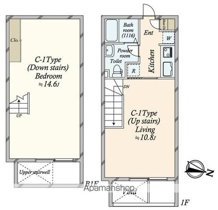 グランドレジデンス目黒[1LDK/53.43m2]の間取図