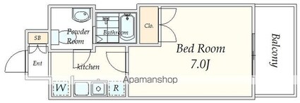 レキシントン・スクエア新宿御苑[1K/22.86m2]の間取図