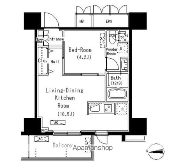 パークアクシス元浅草ステージ[1LDK/34.63m2]の間取図