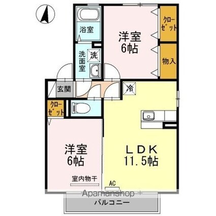 ソレイユ千田　Ｃ棟[2LDK/53.76m2]の間取図