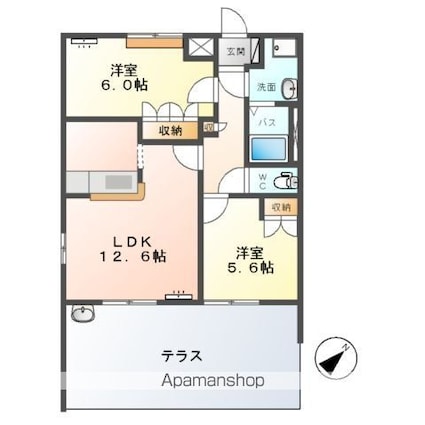 ペアレントＳＫ[2LDK/54.54m2]の間取図