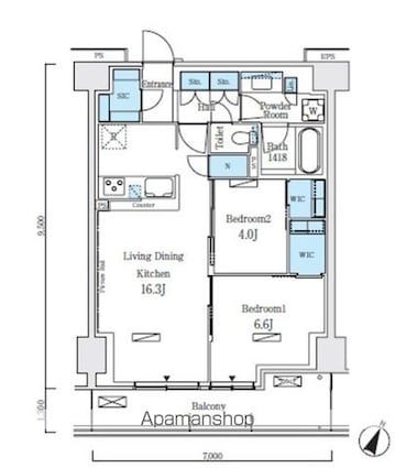 ロイヤルパークス赤羽ノース[2LDK/65.5m2]の間取図
