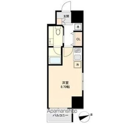 マリオン城西[1R/24.9m2]の間取図