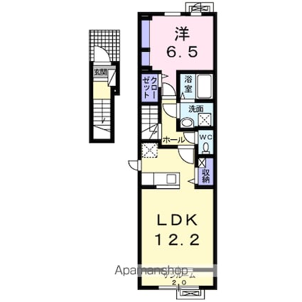 ワーズワースＢ[1LDK/51.29m2]の間取図