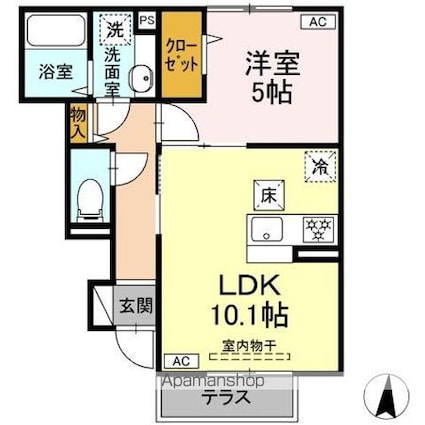 Ｃｏｎｆｏｒｔ渚（コンフォール）[1LDK/38.9m2]の間取図