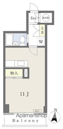 ブライトシティ柏木[1R/29.75m2]の間取図