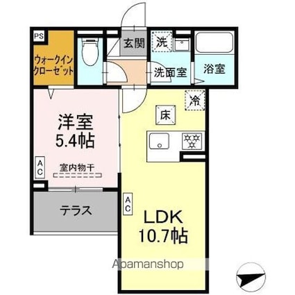 セレスティア祖師谷[1LDK/38.28m2]の間取図