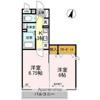 グランドソレーユＢＡＢＡ　Ⅲ[2K/35.35m2]の間取図