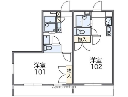 レオパレスディアコートⅡ[1K/23.18m2]の間取図