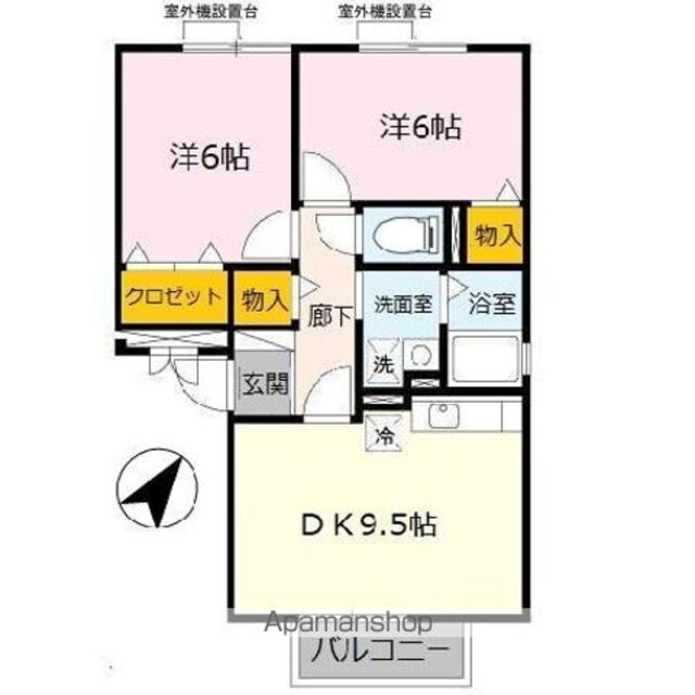 和歌山県和歌山市餌差町１丁目[2DK/50.47m2]の間取図
