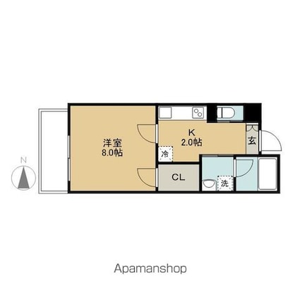 ヴィアーレ勾当台Ⅱ[1K/30.08m2]の間取図