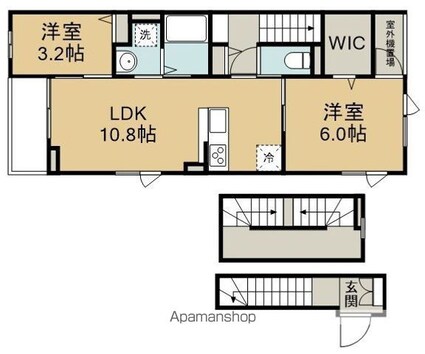 ノクターン[2LDK/58.13m2]の間取図