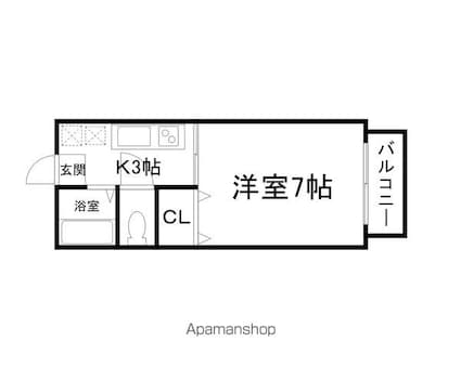 宮城県仙台市太白区緑ケ丘１丁目[1K/23.44m2]の間取図