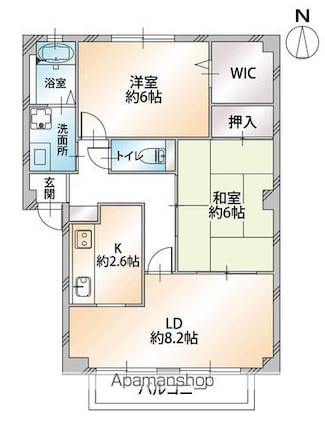 フォブール泉川[2LDK/55.89m2]の間取図