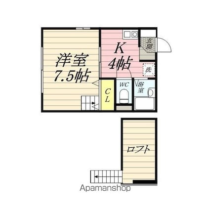 メープルコートⅠ[1K/29.81m2]の間取図