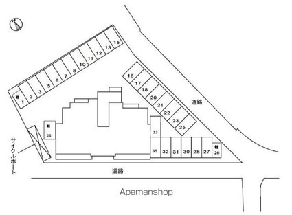 ベレオガーデンズＨＡＴＡ[1LDK/47.49m2]の配置図