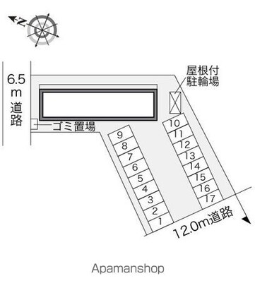 レオパレス１０ハウス[1K/26.08m2]の配置図