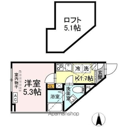 Ｂｌｏｏｍ住吉[1K/18.46m2]の間取図