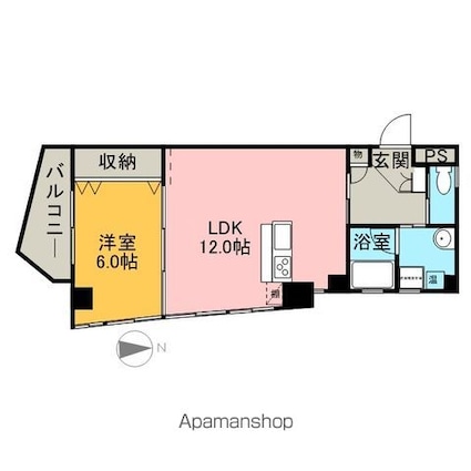 タウンコート三幸[1LDK/44.56m2]の間取図