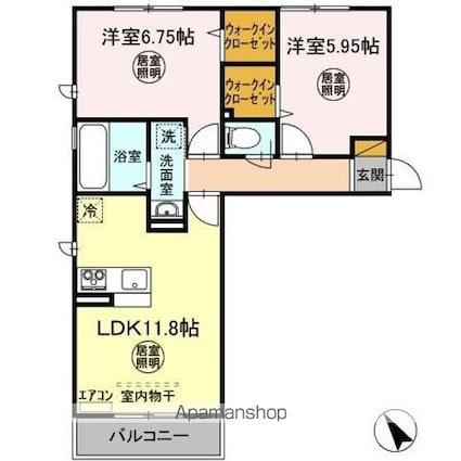 サンフラワー[2LDK/55.84m2]の間取図