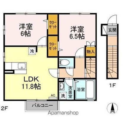 カスターノＡ棟[2LDK/60.86m2]の間取図