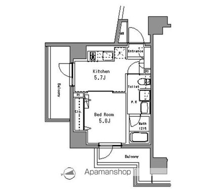 パークアクシス亀戸中央公園[1DK/29.04m2]の間取図