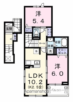 フェリス　ソレアードⅢ[2LDK/54.61m2]の間取図