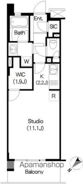 Ｂｒｉｌｌｉａ　ｉｓｔ　三軒茶屋　ブラッサムテラス[1R/37.32m2]の間取図