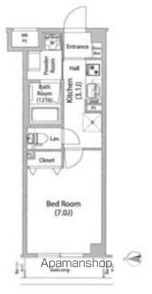 ＬＩＢＲ　ＧＲＡＮＴ　世田谷弦巻[1K/25.65m2]の間取図