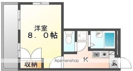 サンルーチェＨＡＲＡ[1K/24.84m2]の間取図