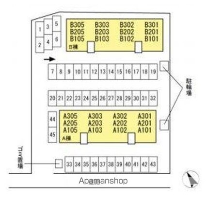 グレイスフルＹ　Ａ棟[2LDK/58.54m2]の配置図
