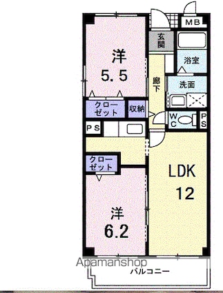 ラ．コスモス[2LDK/56.89m2]の間取図