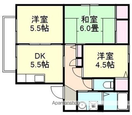 岡山県浅口市金光町大谷[3DK/53.79m2]の間取図