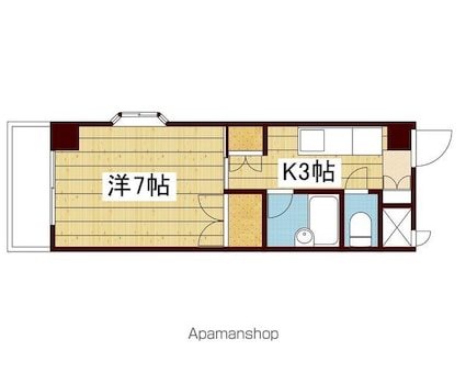 イシマルアークビル[1K/22.8m2]の間取図