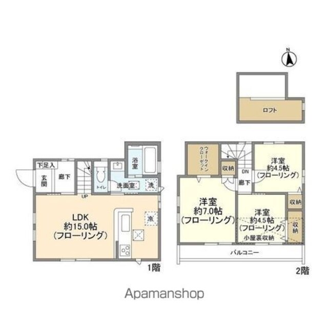 東京都杉並区宮前１丁目[3LDK/75.35m2]の間取図
