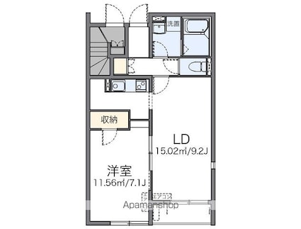 レオネクストひまわり[1LDK/42.72m2]の間取図