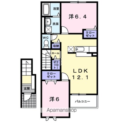 カーサ　フェリーチェ　Ｍ[2LDK/59.88m2]の間取図