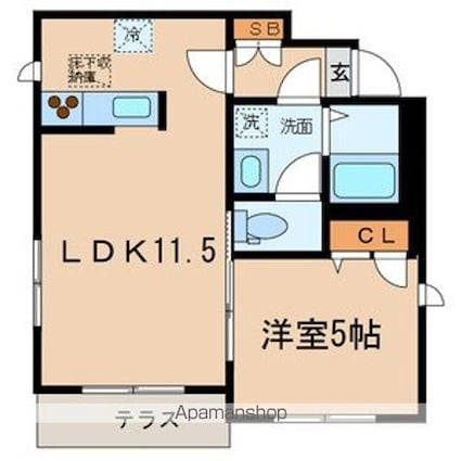 東京都世田谷区桜上水５丁目[1LDK/37.6m2]の間取図