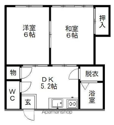 アイミヤ[2DK/30m2]の間取図
