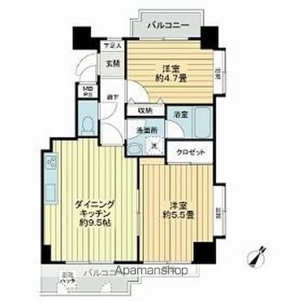 エクセル嶺町[2DK/42.5m2]の間取図
