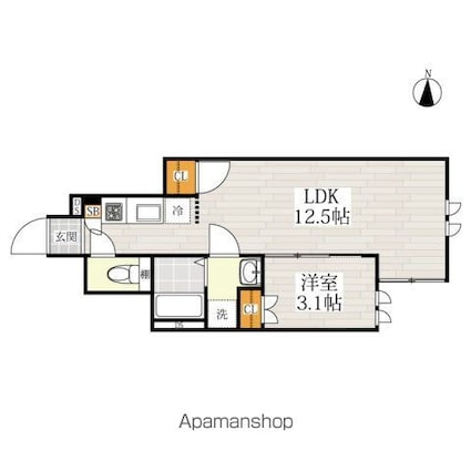 東京都荒川区東日暮里６丁目[1LDK/32.79m2]の間取図