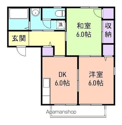 マリニース西浜[2DK/43.8m2]の間取図
