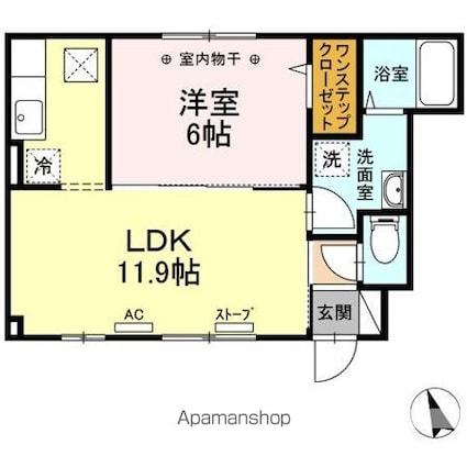 Ｋーｈａｕｓ　Ｂ[1LDK/41.19m2]の間取図