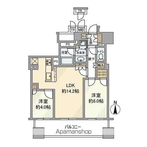 【ブランズタワー谷町四丁目の間取り】