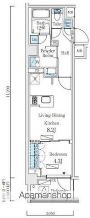 リビオメゾン東北沢[1LDK/33.77m2]の間取図