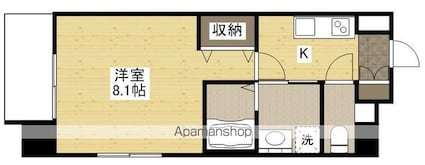 Ｒｕｅｘ比治山橋[1K/26.46m2]の間取図